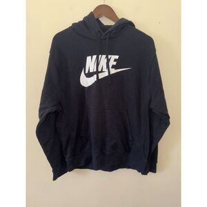Nike Sportswear Club Fleece Futura Logo Pullover Hoodie Black Mens Size Large L